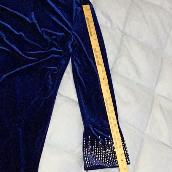CALVIN KLEIN Bling Bell Sleeve Blue Velvet Velour Holiday Party Dress Sz M  NWT - Picture 15 of 15